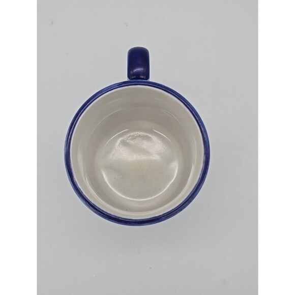 Otagiri Coffee Mug Cup Cobalt Blue on Blue Barn Winter Cabin Scene Made in Japan - Picture 5 of 9